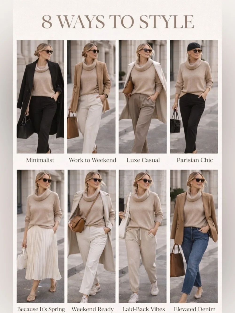TAHARI Merino Wool Blend Cowl Neck Sweater Sz L Beige Tan Ribbed Cozy Luxe Knit - Picture 6 of 15